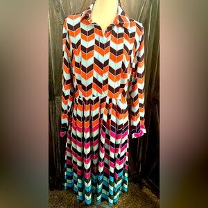 Multicolored geometric print size 14 dress by ELOQURII in like new condition
